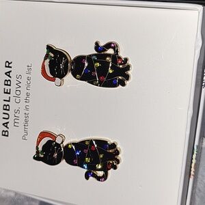 Baublebar Mrs. Claws Purrtiest In The Nice List Cat Earrings